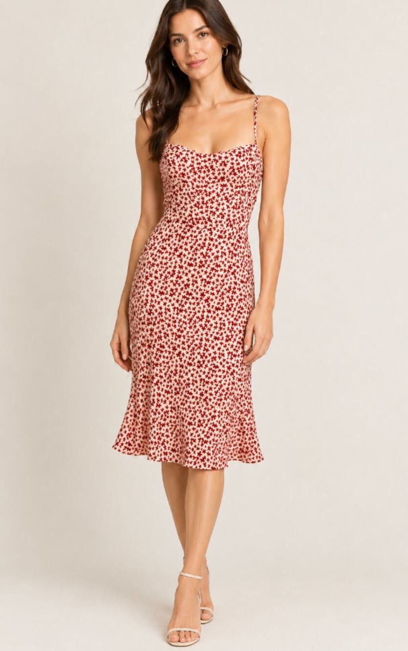 Realisation Par Amelia Dress Silk White Red Floral XL